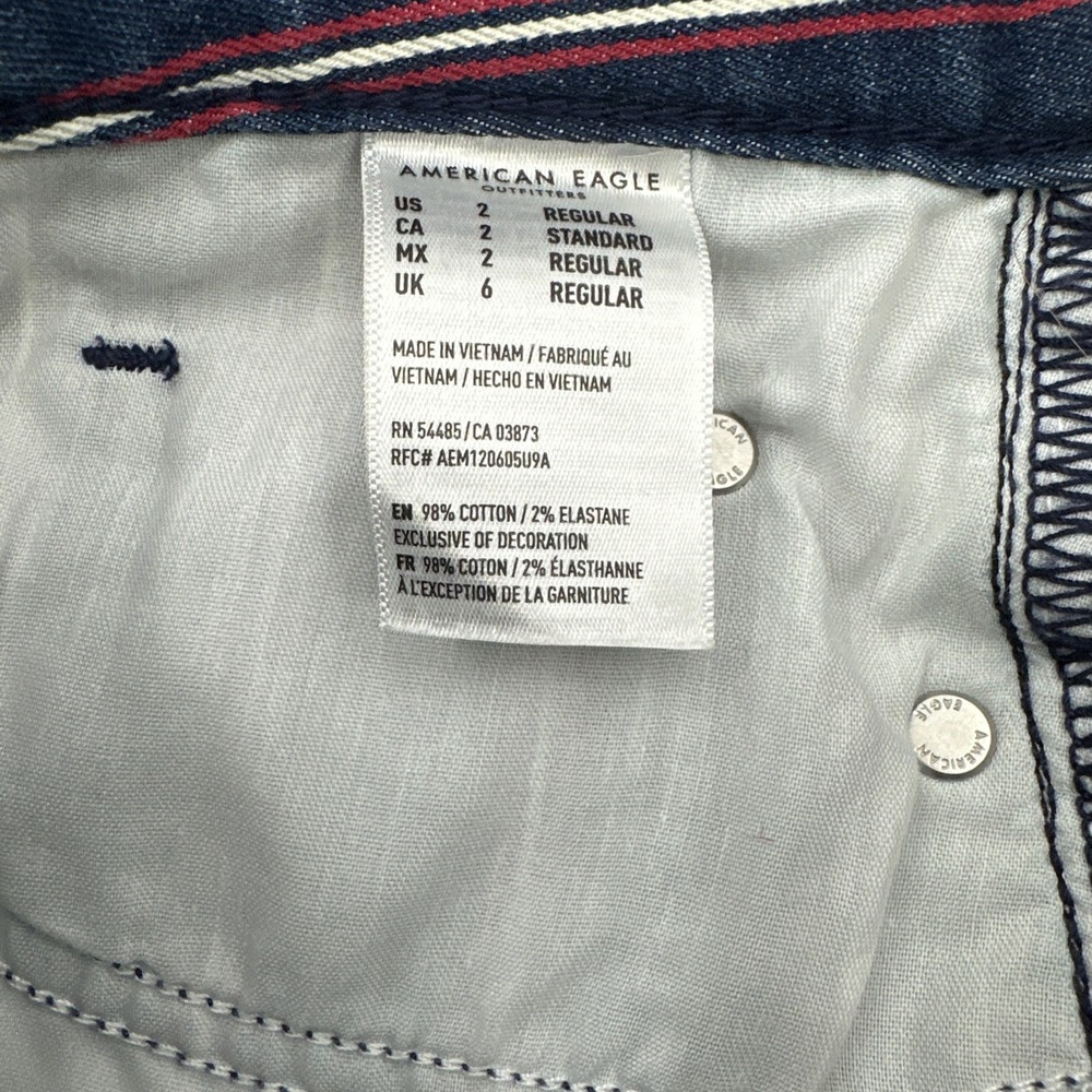 American Eagle Hi Rise Mini Denim Skirt Womens Sz 2 Blue Striped Americana 27x14 - Picture 8 of 9